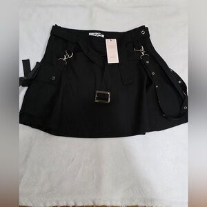 Black Mini Skirt with Belt and Buckle
